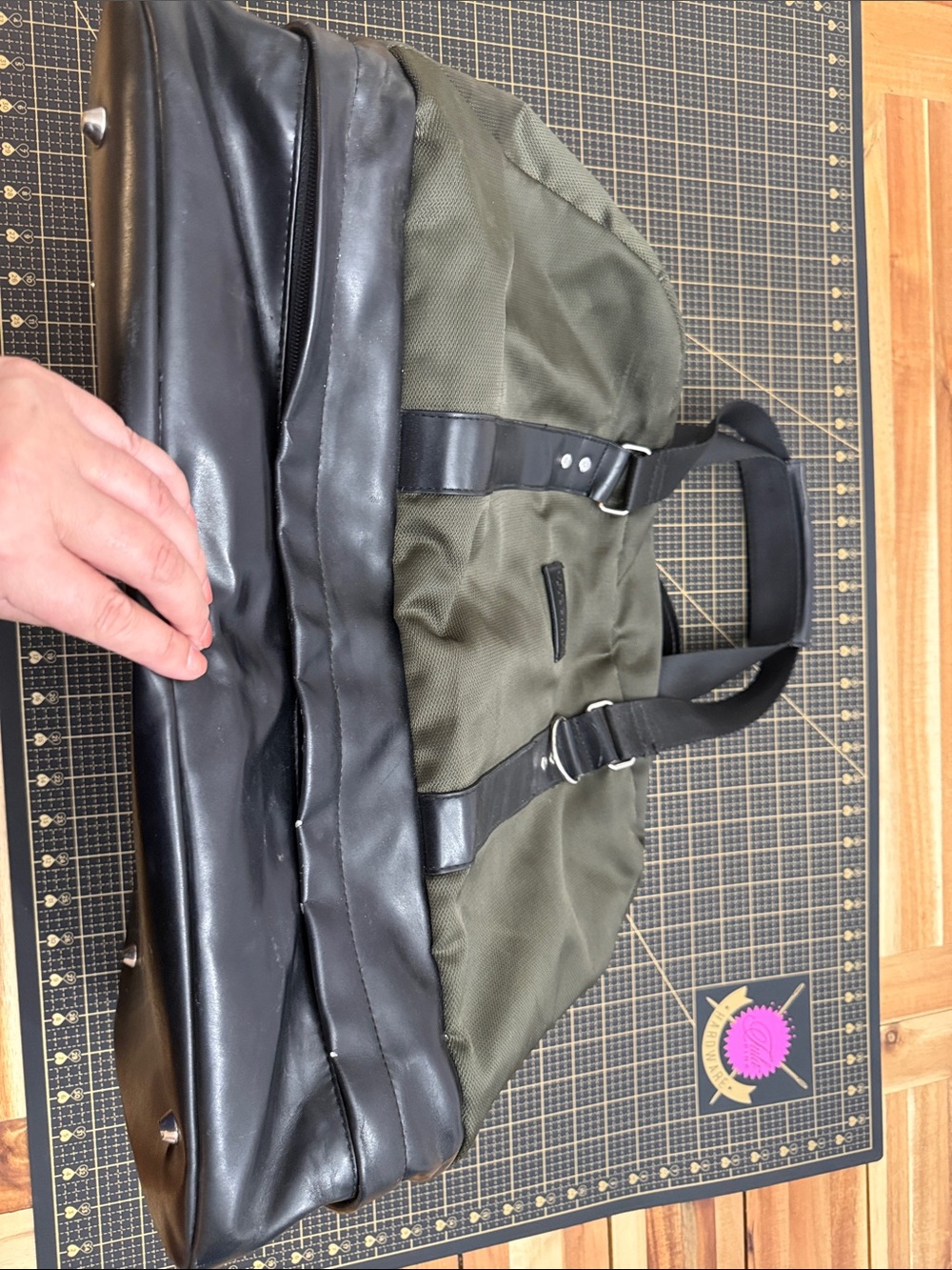 Versace Olive Green and Black Men's Duffel Bag